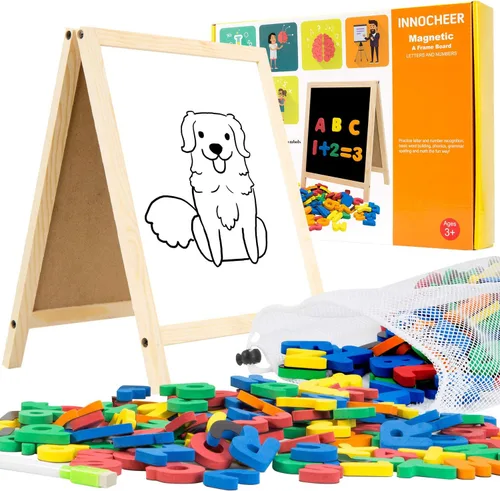 Miniatura 2 de INNOCHEER Letras y números magnéticos para niños pequeños, pizarra magnética para niños, imanes del alfabeto ABC, pizarra educativa de borrado