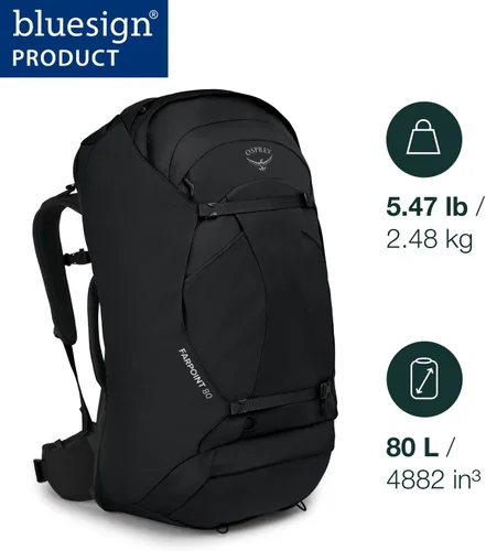 Miniatura 2 de Mochila de viaje Osprey Farpoint 80L para hombre, negra Negro