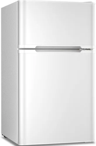 Miniatura 9 de Antarctic Star Mini refrigerador con congelador, refrigerador compacto de doble puerta, termostato ajustable, refrigerador pequeño para dormitorio