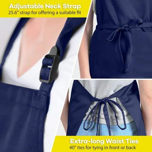 Miniatura 5 de ROTANET - Delantal extra grande para hombres, delantal ajustable con babero con 2 bolsillos, cocina, cocina para mujer, chef, resistente al agua