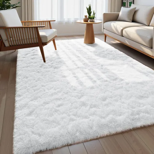 Miniatura 20 de Macgace - Alfombras pequeñas para dormitorio, 2 x 3, beige, antideslizante, alfombra de área, súper suave, de felpa esponjosa, alfombra moderna