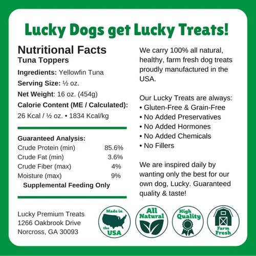 Miniatura 6 de Lucky Premium - Gránulos de atún – Decoración de comida para perros hecha con atún real, condimento para añadir sabor a cada comida (16 onzas)