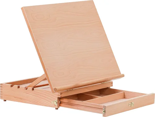U.S. Art Supply Tablero de dibujo de madera grande de 20-1/2" x 16", caballete de mesa ajustable para pintar y dibujar - Tablero de dibujo con 5