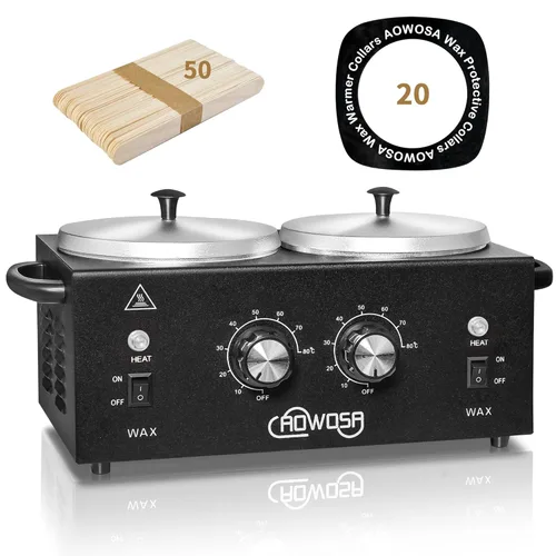 Kit profesional de depilación, máquina calentadora de cera con olla doble, gran capacidad para sala de spa y uso doméstico, ollas antiadherentes