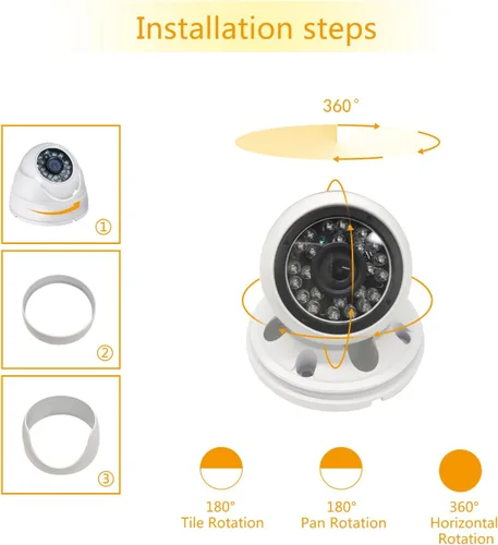 Miniatura 4 de Cámara CCTV analógica HD 1080P 4 en 1 (TVI/AHD/CVI/960H analógica) Cámara de seguridad Cúpula de carcasa de metal al aire libre, 24 IR-LEDs True Day