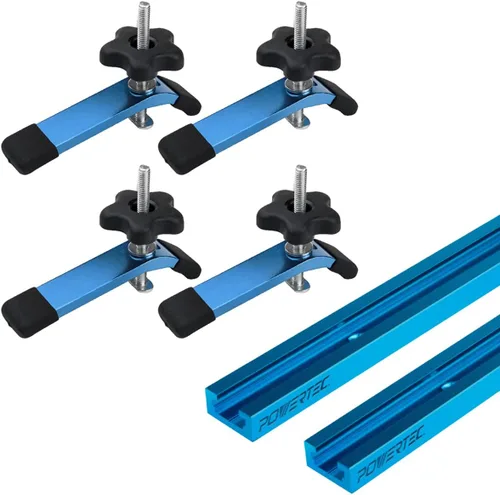 Miniatura 8 de POWERTEC 71863 Juego de Abrazaderas de Soporte para Vía T, 5-1/2" de largo x 1-1/8" de ancho y 3-5/8" de largo x 3/4" de ancho, 2 de cada una, 4 PK