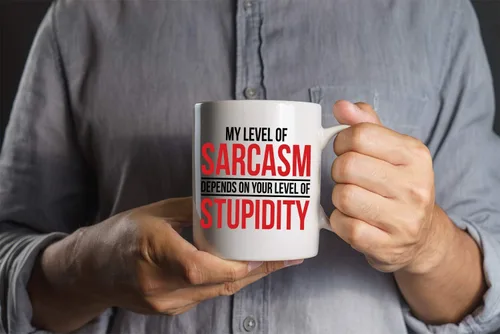 Miniatura 6 de CBTwear My Level Of Sarcasm Depends on Funny Sarcasm Depends on Funny Sarcástico de cerámica, decoración de escritorio inspiradora para la oficina