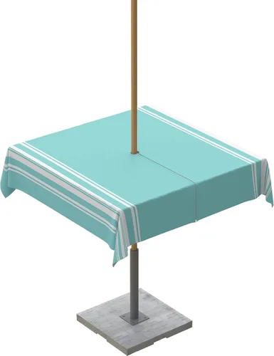 Miniatura 20 de QueenKer Mantel para exteriores con agujero para paraguas, líneas minimalistas, hojas, flores, mesas rectangulares azules, colección de mesa