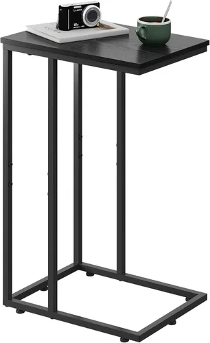 WLIVE Mesa auxiliar negra, mesa auxiliar en forma de C para dormitorio, oficina en casa, dormitorio, mesa de sofá de sala de estar, mesa de bandeja