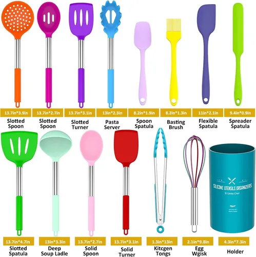 Miniatura 2 de Umite Chef Juego de Utensilios de Cocina, 15 piezas Juego de Utensilios de Cocina de Silicona para Cocinar, Silicona Antiadherente con Mango