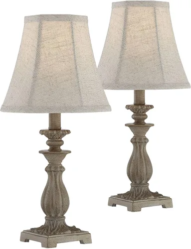 Regency Hill Cali - Juego de 2 lámparas de mesa tradicionales vintage de 19 pulgadas de alto, color beige antiguo, pantalla de campana para sala de