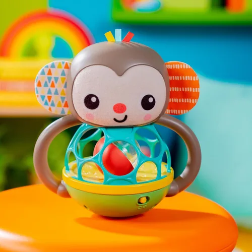 Miniatura 3 de Bright Starts Grab & Giggle Monkey - Sonajero musical iluminado con bola de fácil agarre, a partir de 6 meses, unisex Animal Mono