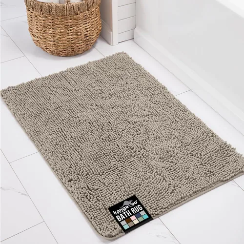 KANGAROO Alfombras de baño, alfombra de baño de chenilla suave y absorbente, tapete de ducha lanudo, alfombra de baño de secado rápido lavable a