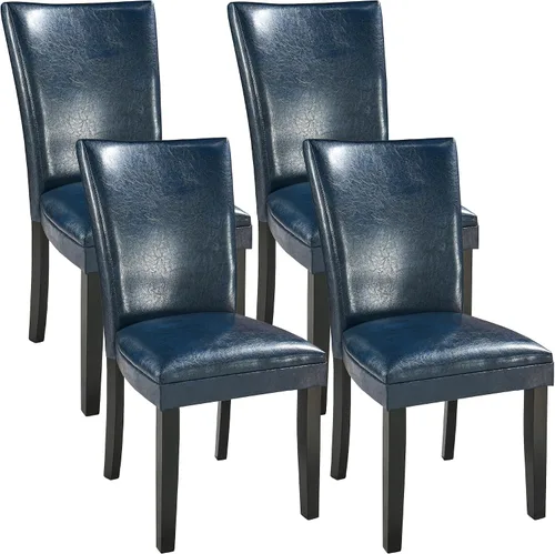 Miniatura 14 de LEEMTORIG Juego de 2 sillas de comedor de piel sintética modernas de mediados de siglo, sillas Parsons tapizadas de lujo con patas de madera maciza