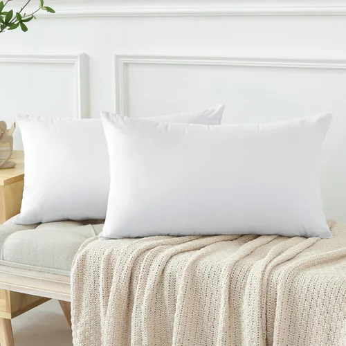 Miniatura 8 de OTOSTAR - Juego de 2 fundas de almohada de terciopelo, suaves, de estampado liso, para sofá y cama, de 16 x 24 pulgadas, fundas lumbares para Blanco