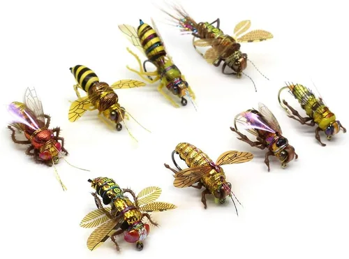 Miniatura 12 de YZD Moscas de pesca con moscas realistas secas y húmedas, ninfa, trucha, kits de señuelos para atar a mano, 12/26/48 piezas.. Kit 4-Cicada 12pcs