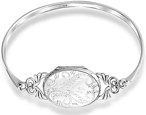 Miniatura 8 de Pulsera personalizada estilo vintage grabada con medallón que sostiene foto para mujer plata de ley