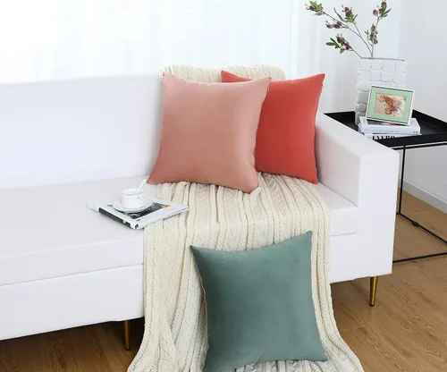 Miniatura 7 de Jeneoo Cómodas fundas de almohada de terciopelo suaves y gruesas para niños, para sofá, fundas de cojín decorativas sólidas cuadradas para Lavanda