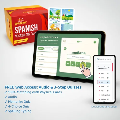 Miniatura 5 de Tarjetas de vocabulario en español para niños y adultos principiantes - 276 tarjetas de estudio bilingües 720 palabras con portal interactivo