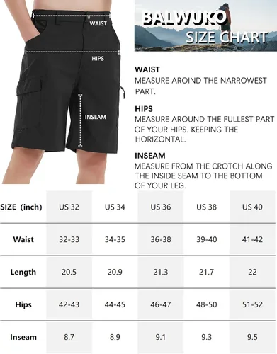 Miniatura 6 de Pantalones cortos de senderismo para hombre, de secado rápido, elásticos, ligeros, 5 bolsillos, para campamento, ciclismo, pesca, trabajo