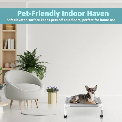 Miniatura 4 de Cama elevada para perros con tela refrescante Teslin - Catre ligero para perros pequeños, malla transpirable impermeable y lavable, cama elevada
