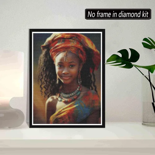Miniatura 2 de SKRYUIE Kits de pintura de diamantes de hombre africano 5D, kits de arte de diamantes para adultos afroamericanos, taladro redondo completo, punto