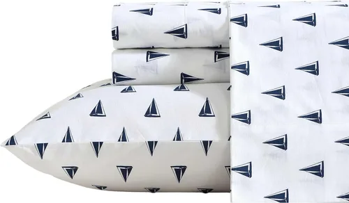 Miniatura 8 de Nautica - Sábanas tamaño King, juego de ropa de cama de percal de algodón, decoración casual para el hogar (Buoy Line Grey, King)