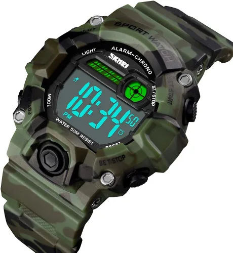 Miniatura 5 de CakCity Boys Camouflage LED Sports Kids Watch Waterproof Digital Electronic Military Wrist Watches for Kids with Silicone Band Alarm Stopwatch
