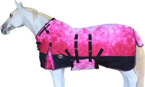 Miniatura 17 de CHALLENGER Manta de invierno impermeable de 76 pulgadas 1200D para caballo de lluvia, manta de invierno 394B Turquesa/Morado/Ombre