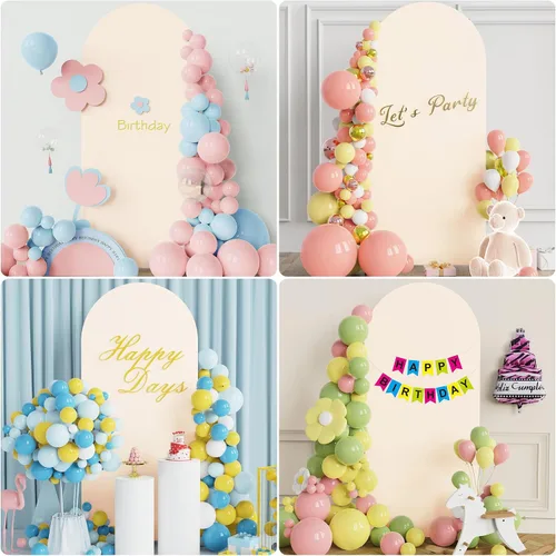 Miniatura 5 de Fomcet Cubierta de Arco de Boda de 6 Pies Beige Spandex Tela Ajustada Cubierta de Telón de Fondo de Arco Parte Superior Redonda Cubiertas de Telón