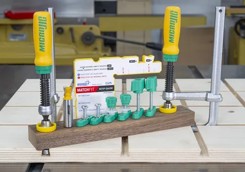 Miniatura 2 de MICROJIG Matchfit DVC-1177K2 Abrazadera de cola de milano Pro, verde/amarillo/plateado