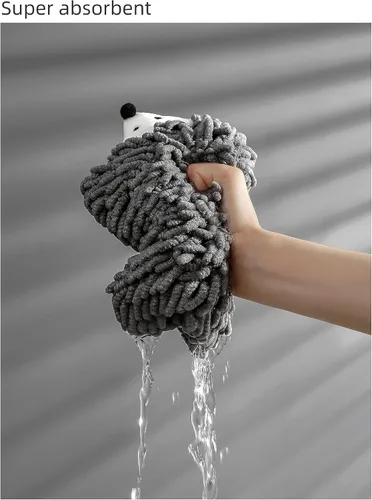 Miniatura 3 de Paquete de 3 toallas de mano de felpilla de animales con lazo Haning, toallas de mano de flores para cocina y baño, toalla de baño de manos