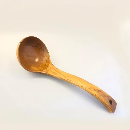 JB Home Collection, Paquete de 2 cucharones grandes de madera para sopa, respetuoso con el medio ambiente, no tóxico, cucharón para servir sopa,