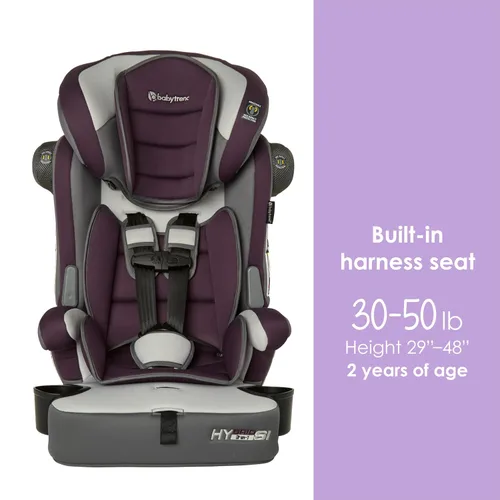 Miniatura 2 de Baby Trend Hybrid SI - Asiento elevador combinado 3 en 1 con protección contra impactos laterales, Dash Plum
