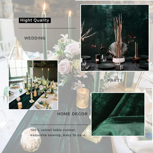 Miniatura 6 de Camino de mesa de terciopelo, decoración de recepción de boda de lujo de 10 pies, tela de terciopelo suave, superposición de lino para fiesta