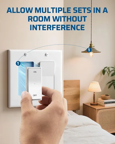 Miniatura 3 de DEWENWILS Toma de luz con control remoto, base E26/E27, programable y ampliable, no necesita cableado, enchufes de luz inalámbricos para dormitorio