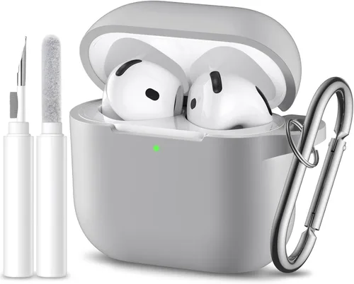 Miniatura 17 de Funda protectora completa de silicona suave para AirPods 4 con llavero y kit de limpieza, compatible con Apple Airpods 4 para mujeres y hombres