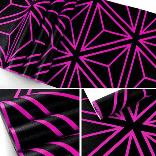 Miniatura 3 de DAWEI Patrón geométrico de moda 3D reflectante triángulo de PVC intermitente papel tapiz de barra de karaoke caja temática fondo pared 1.73 pies