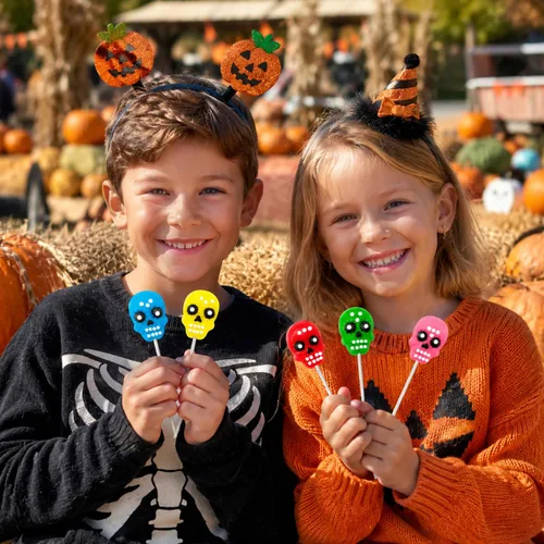 Miniatura 4 de Fruidles Paletas de calavera para Halloween, Día de los Muertos, caramelos duros, envueltos individualmente (paquete de 48)