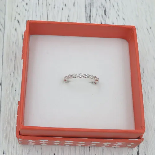 Miniatura 7 de espere Anillo de eternidad de plata sterlina y circonitas cúbicas engastadas, bañado en platino o en oro rosado, tallas 3.5-9.5