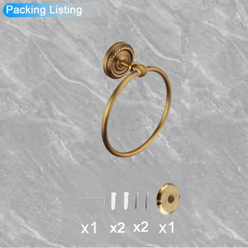 Miniatura 6 de Accesorios de baño de latón antiguo, juego de accesorios de baño para montar en la pared, toallero, soporte para papel higiénico y gancho para bata