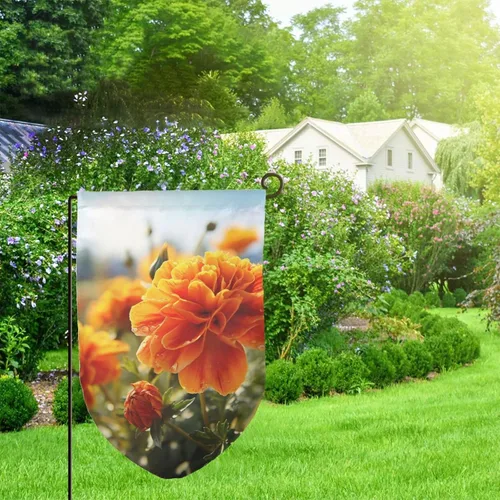 Miniatura 6 de Banderas de jardín para exteriores, flores de caléndula, flores de otoño, bandera de jardín de 12 x 18 pulgadas, bandera de bienvenida de temporada