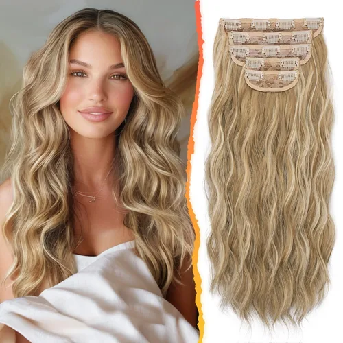Miniatura 15 de BARSDAR Extensiones de cabello ondulado con clip, color marrón chocolate oscuro, extensiones de cabello con clip de 20 pulgadas para mujer, 5 piezas