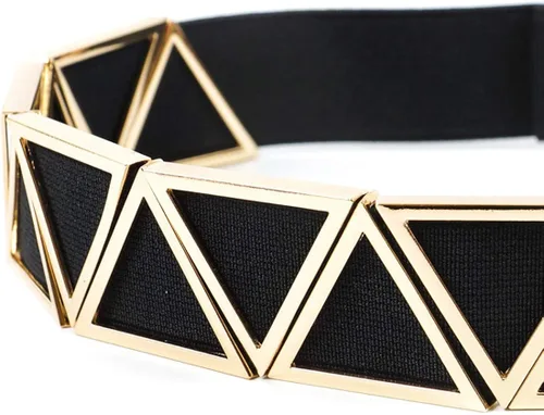 Miniatura 5 de Cinturón elástico ancho para mujer de metal triángulo para vestidos de señoras cinturones elásticos con hebilla de enclavamiento