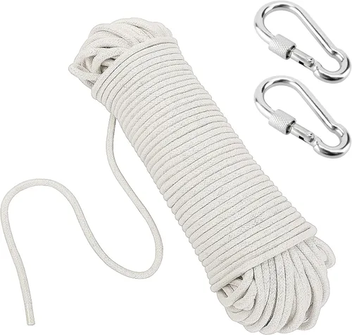KEILEOHO Cuerda de algodón natural de 1/4 de pulgada, 328 pies de longitud, cuerda blanca para colgar en la pared, cuerda para colgar en la pared