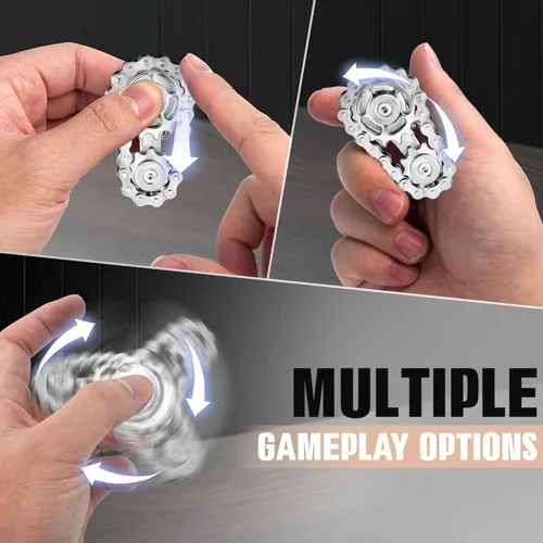 Miniatura 5 de Juguetes para ansiedad para adultos, cadena de bicicleta de metal, conjunto de fidgets, spinners, juguetes para adolescentes, gadgets geniales, Negro
