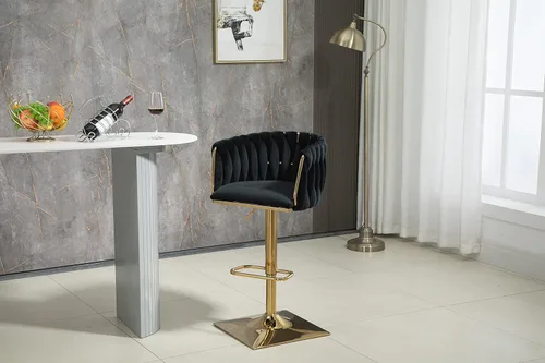 Miniatura 4 de Taburete de bar giratorio moderno, taburete de bar ajustable con altura de mostrador, taburetes de bar de cocina con asiento espacioso, respaldo