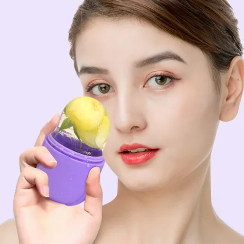 Rodillo de hielo para cara, rodillo facial de hielo de belleza púrpura para el cuidado de la piel de la cara y los ojos, el cuello de la piel,