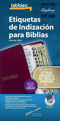 Miniatura 2 de Tabbies Pestañas bíblicas españolas con bordes dorados, 20 paquetes, antiguo y nuevo testamento + libros católicos, pestañas de índice autoadhesivas