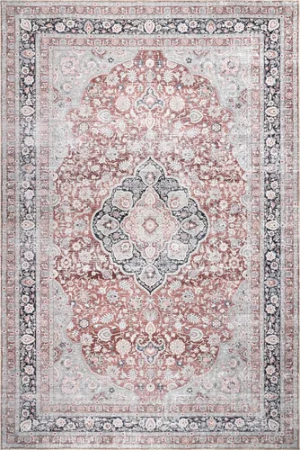 Miniatura 5 de nuLOOM Paulina - Alfombra ultrafina, lavable a máquina, con medallón floral tradicional, 4 x 6 pies, color beige